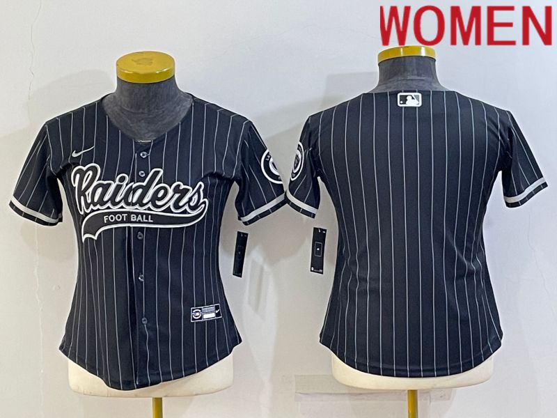 Women Oakland Raiders Blank Black stripe 2022 Nike Co branded NFL Jerseys->women nfl jersey->Women Jersey